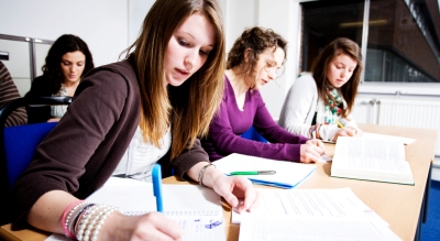 4 students studying