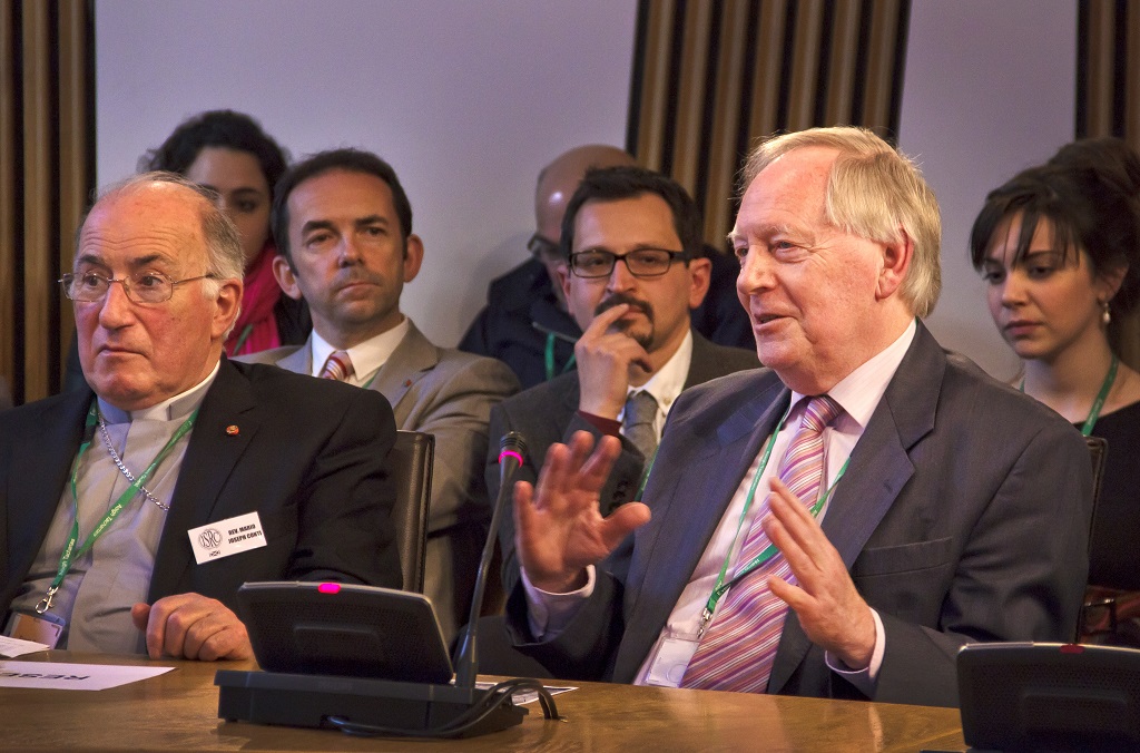 Archbishop Conti (Archdiocese of Glasgow); Treasurer Professor Andrew Miller, (The Carnegie Trust for the Universities of Scotland)