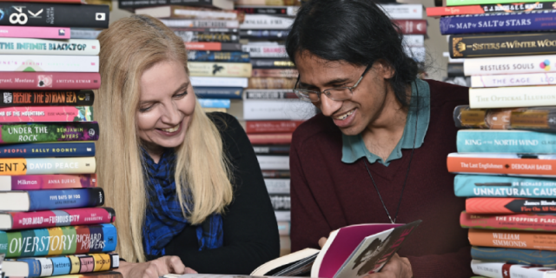 Vivek (r) with June Laurenson, this year's Lead Student Reader for Biography. Image © Neil Hanna.