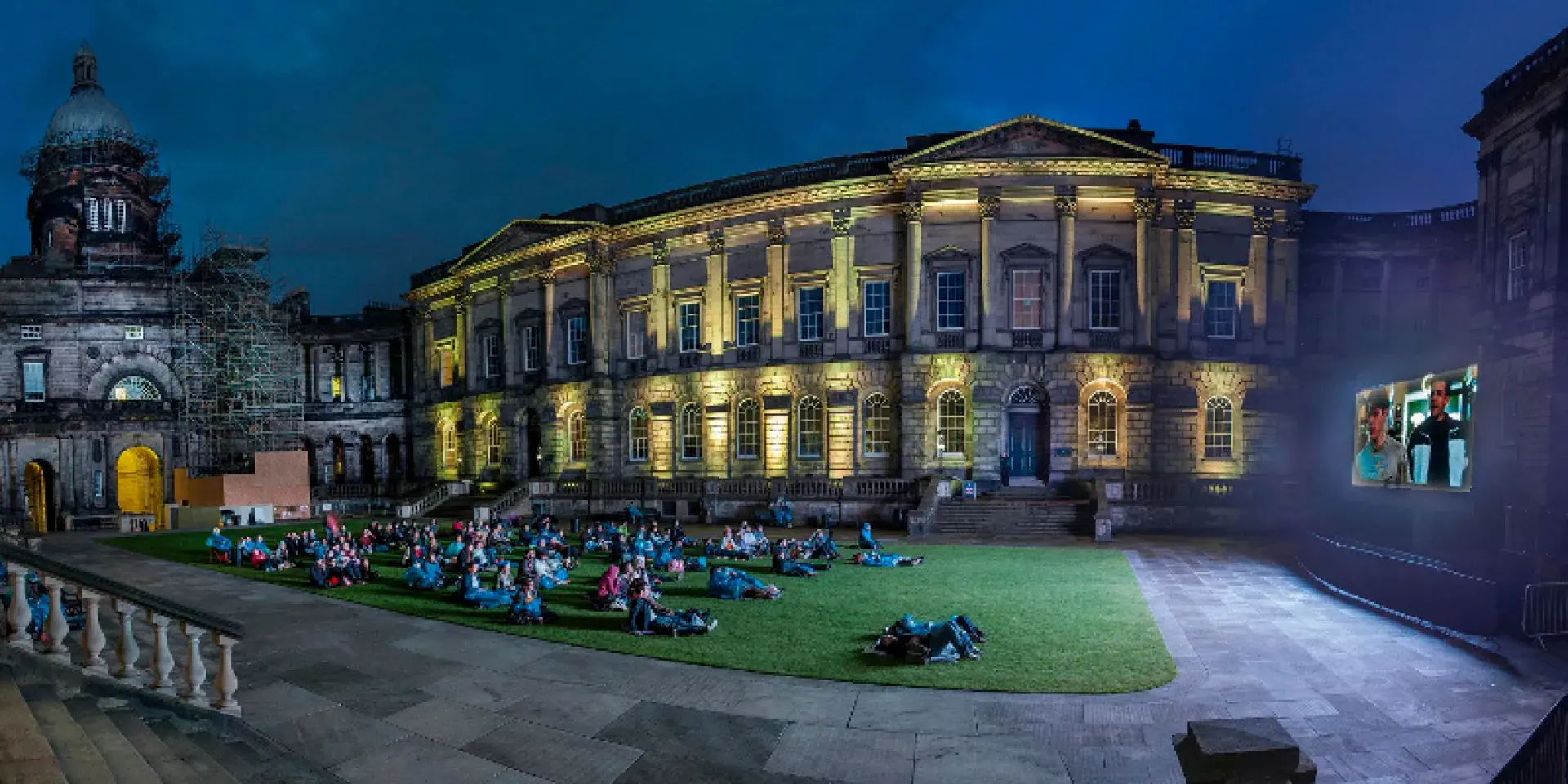 Outdoor cinema in the Old College Quad
