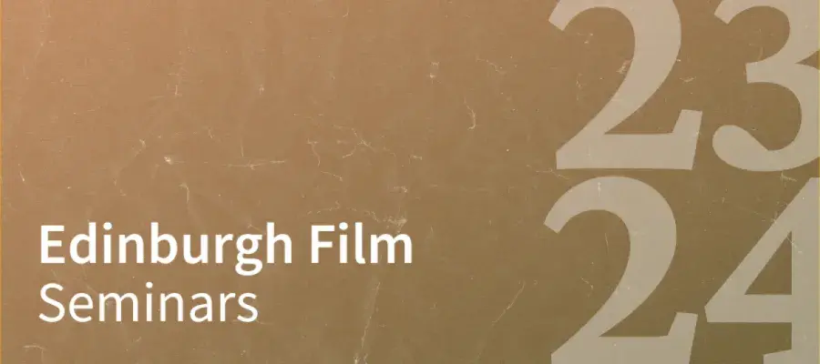 a peach-y gradient background with a sepia film effect and seminar series title overlaid