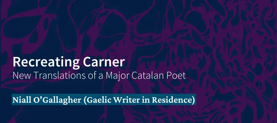 a blue background with a purple graphic reminiscent of ink overlaid, as well as event title
