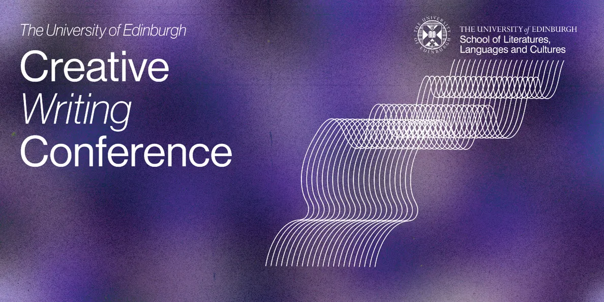 Informative banner with blue-purple background and white line graphic