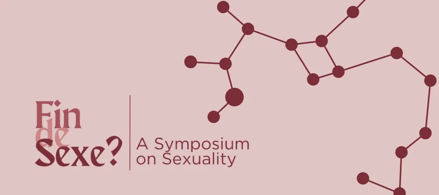 a dusty pink background with a series of dots connected by lines, similar to a constellation, and event info overlaid