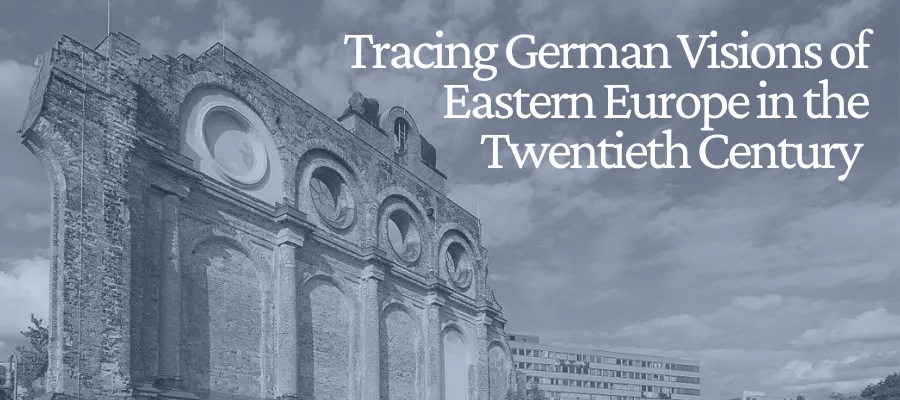 A crumbling brick facade with event title overlaid