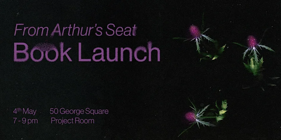 An informative, black banner with thistles