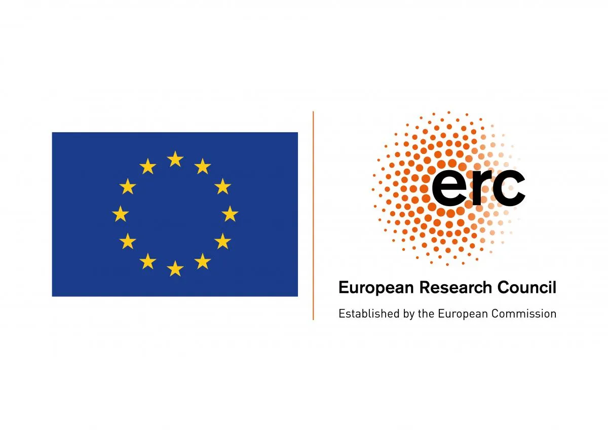 Flag of the European Union alongside the logo of the European Research Council