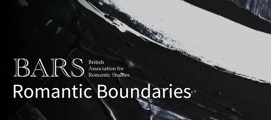 Black and white oil painting background with Romantic Boundaries overlaid