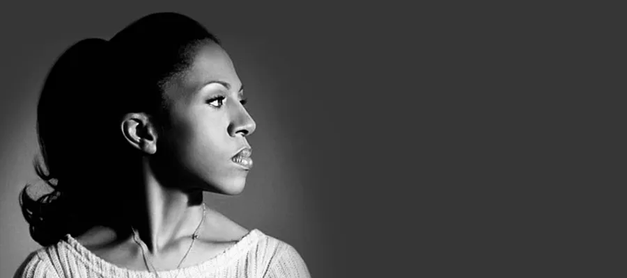 a black and white photo of Yelena Khanga