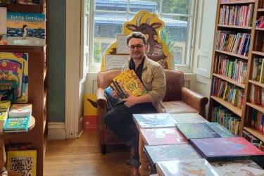Sam Fern in Edinburgh bookshop Toppings
