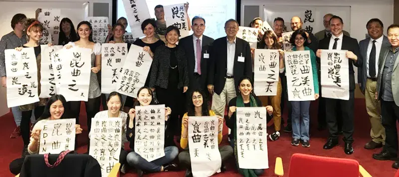 Photo of a calligraphy workshop
