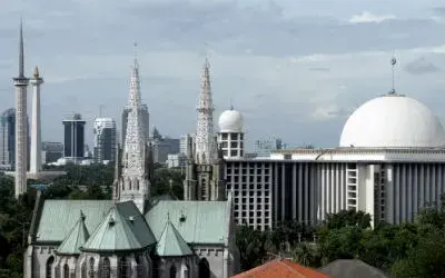 Mosque and church in Jakarta