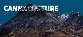 a photo of a mountain with 'Canna Lecture' laid over the peak