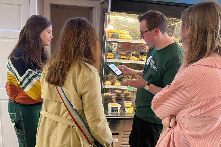 Students visiting the Social Bite cafe in Edinburgh