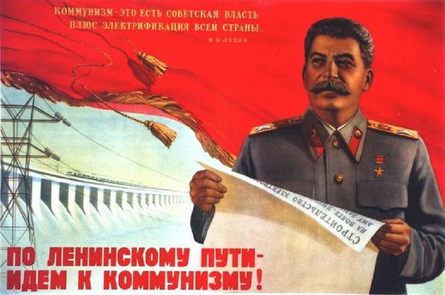 Stalin contemplating Lenin's electrification plans