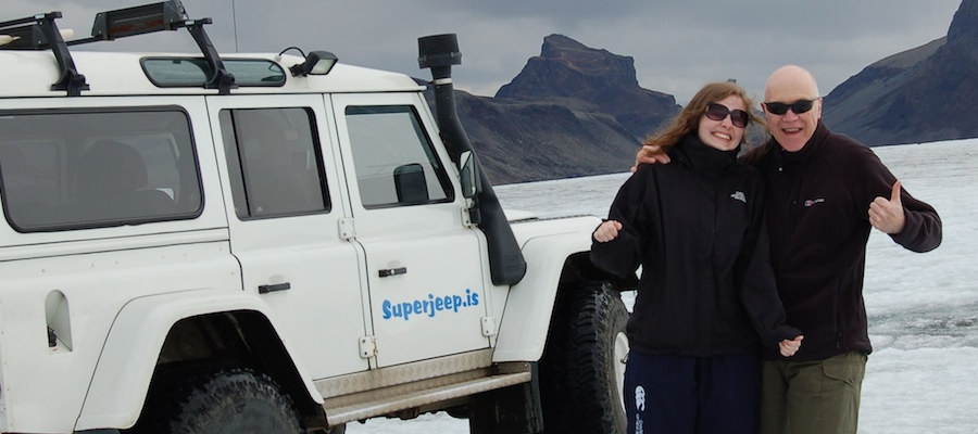 Paul Thompson and daughter in Iceland