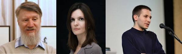 three headshots of three white people