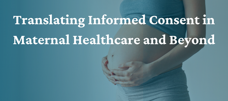 A pregnant person holding their belly with event title overlaid